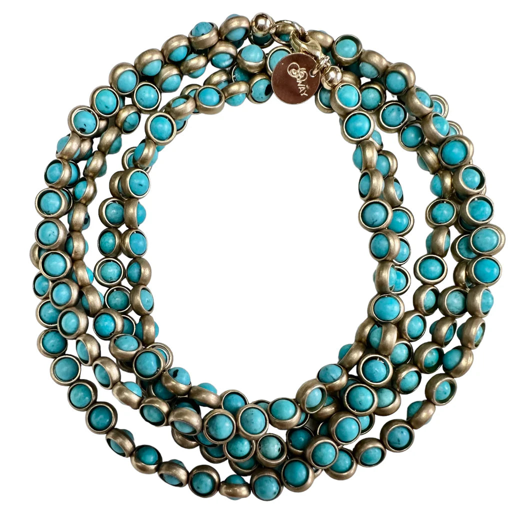 Long Gemstone and Gold Necklace