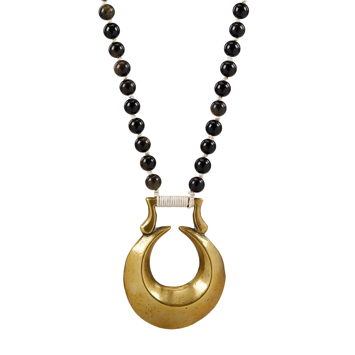 Black Obsidian Beads w/ Leather Cord