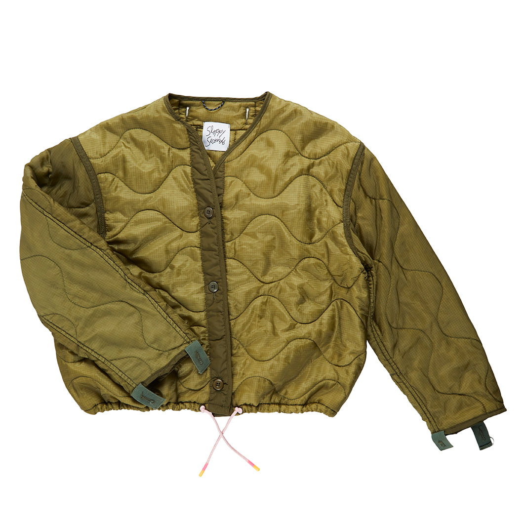 Military Liner Jacket with Drawstring