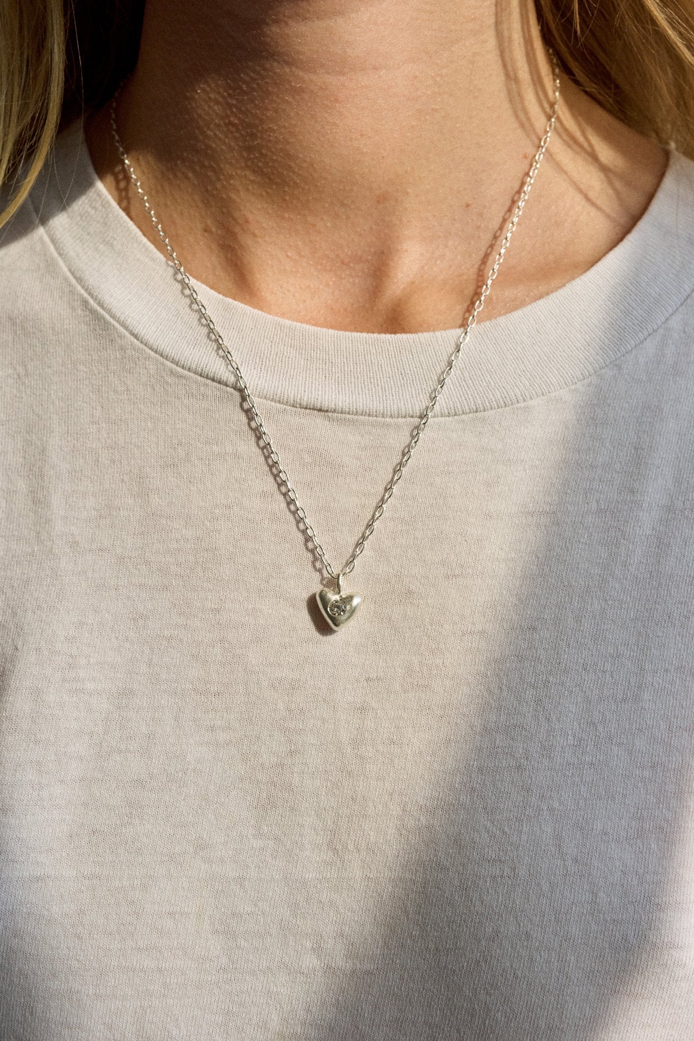 Diamond American Folk Heart on Chain