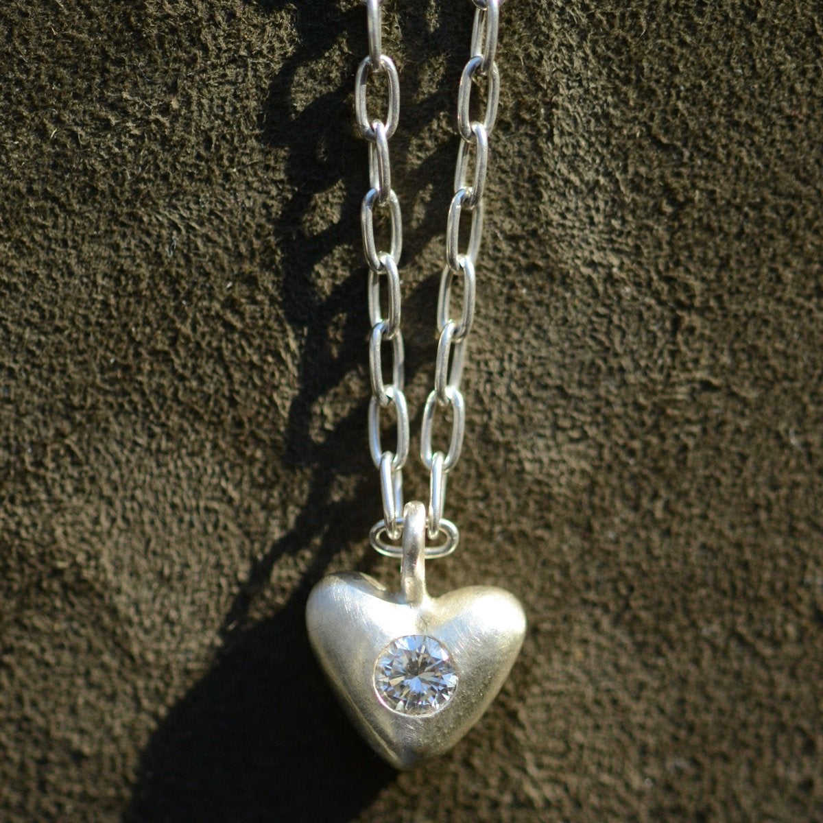 Diamond American Folk Heart on Chain