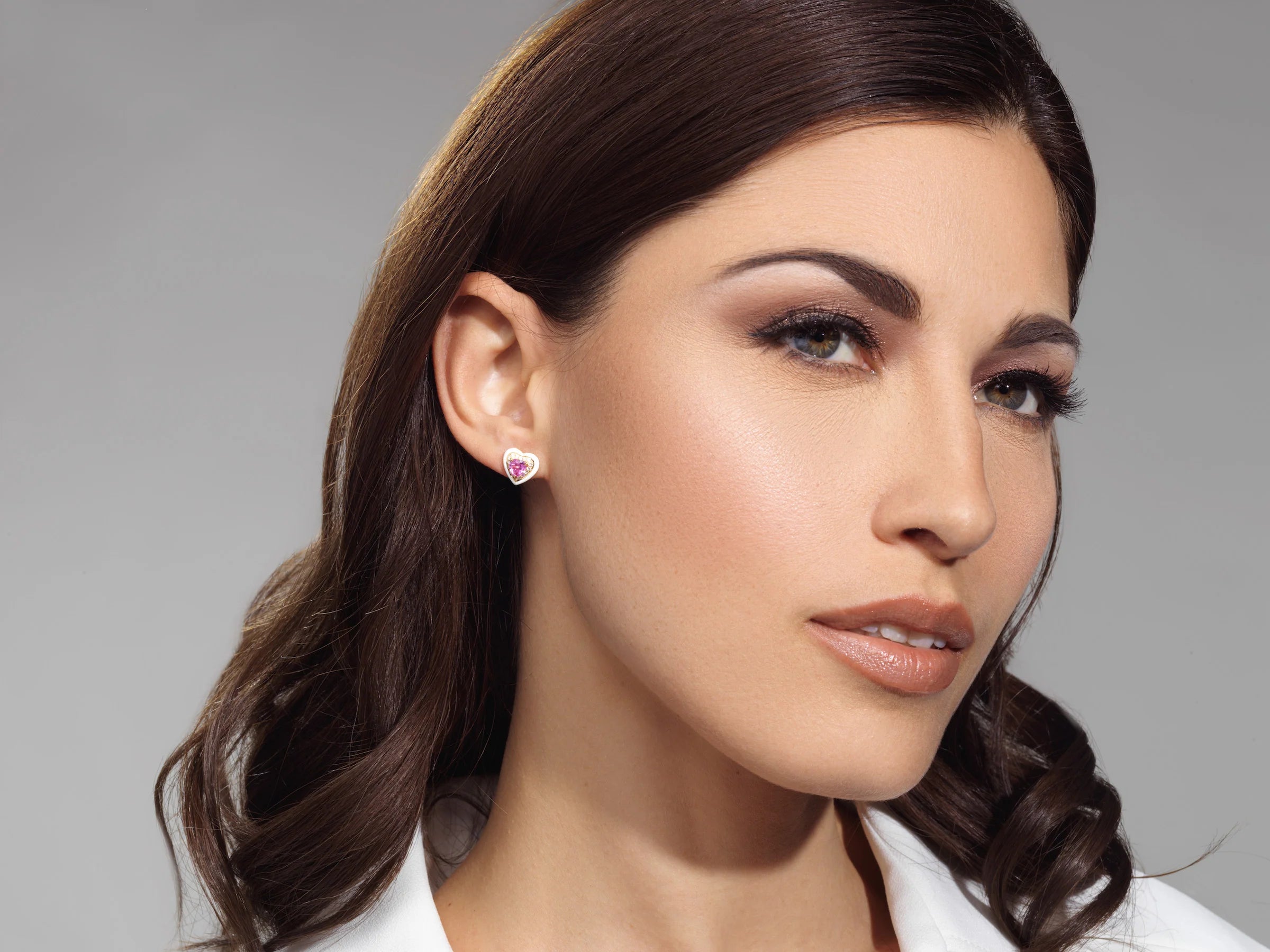 Emily P. Wheeler Heart Studs Pink Sapphire