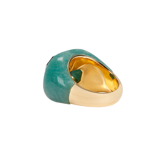 Tourmaline Diamond Amazonite Chubby Ring