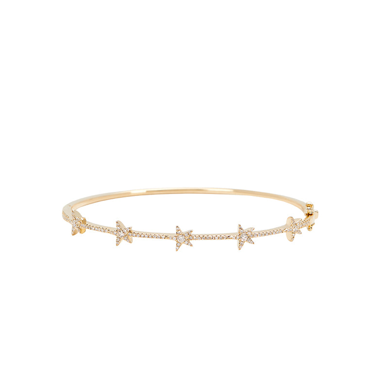 14K Yellow Gold 5 Star Bangle