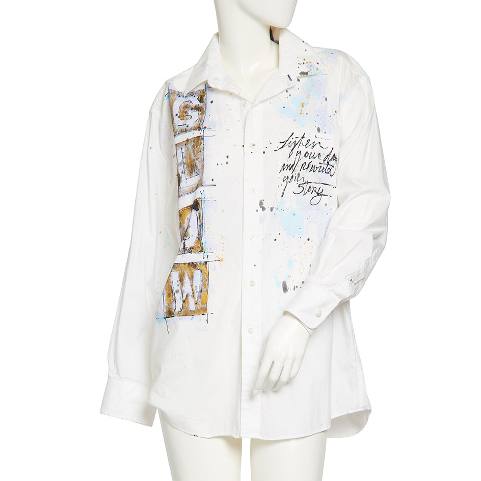 GLOW White Collar Graffiti Top