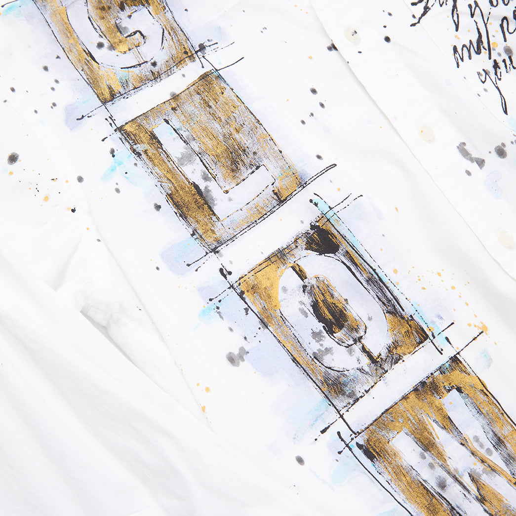 GLOW White Collar Graffiti Top