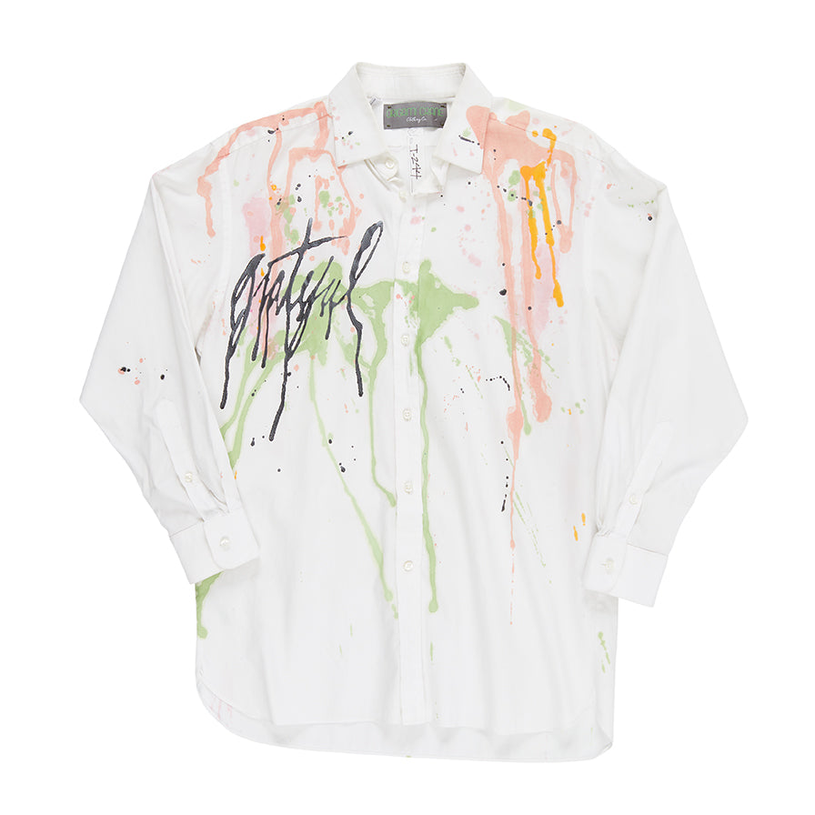 Grateful White Collar Graffiti Top