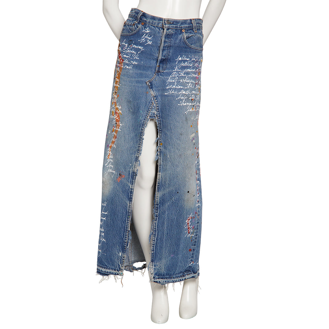 Party in Front Blue Denim Maxi