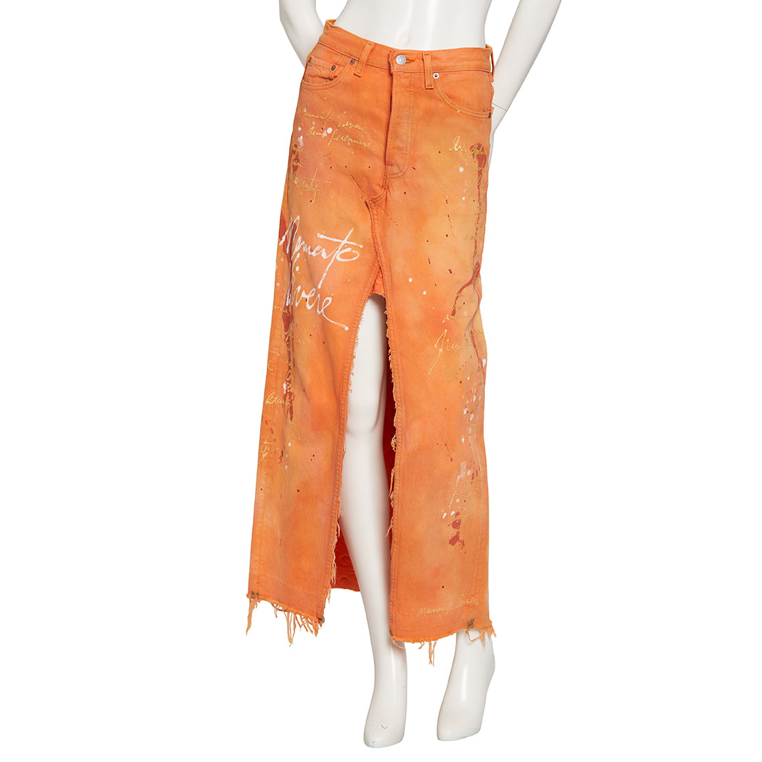 Party in Front Orange Denim Maxi