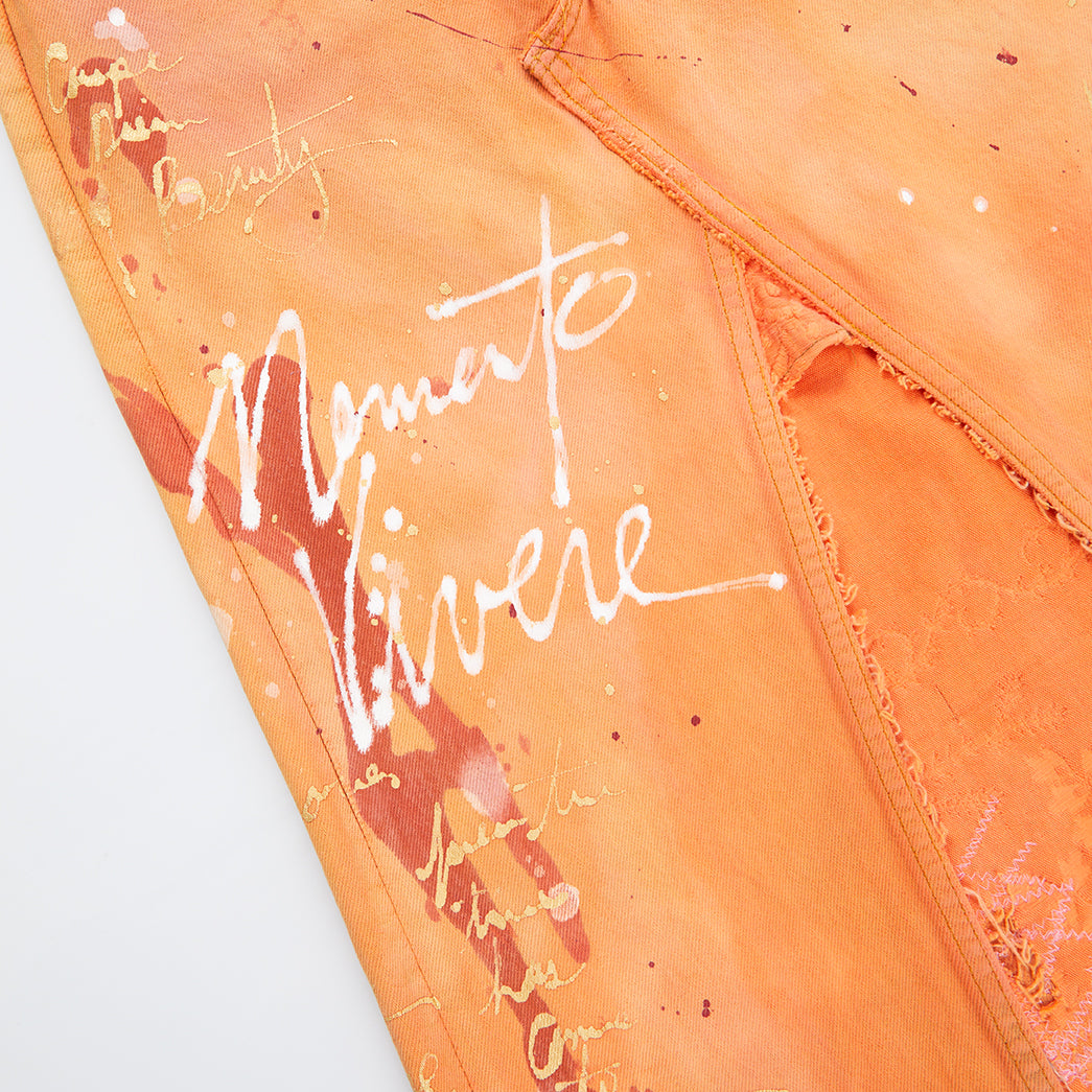 Party in Front Orange Denim Maxi