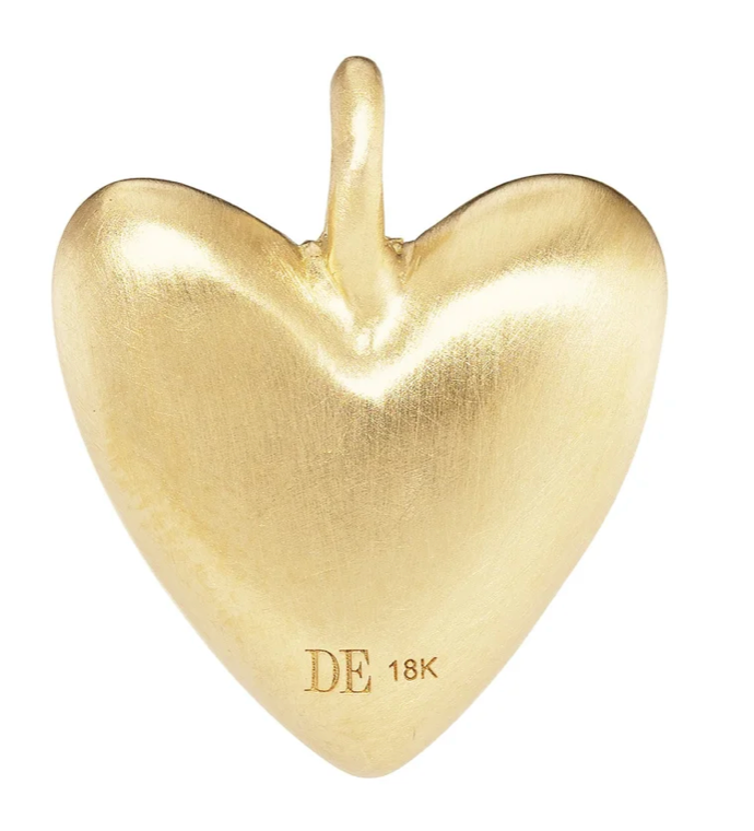 Large Heart Pendant with Old Mine Cut White Diamonds