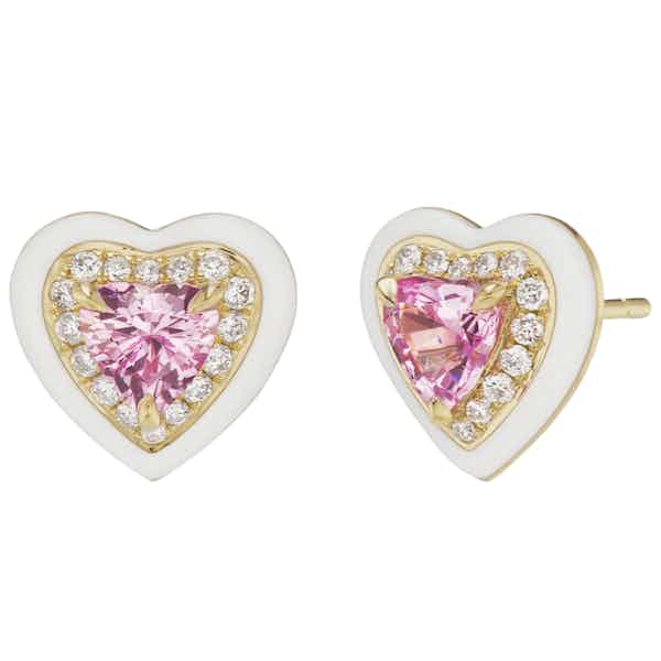 Emily P. Wheeler Heart Studs Pink Sapphire