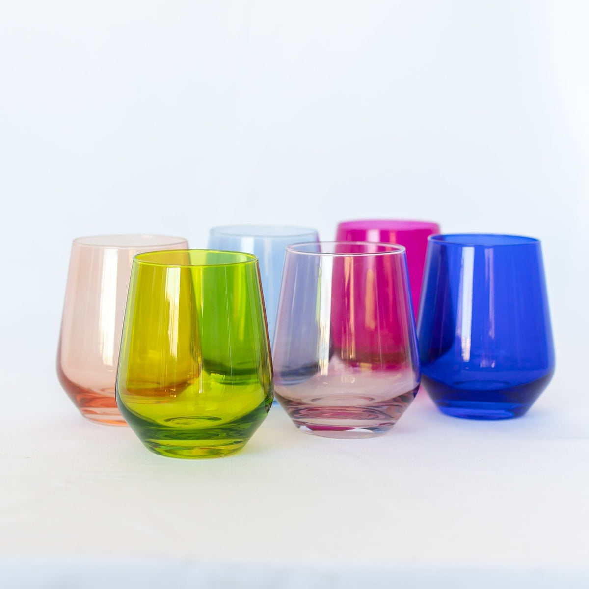 Estelle Colored Wine Stemless Set of 6 (Mixed Set)