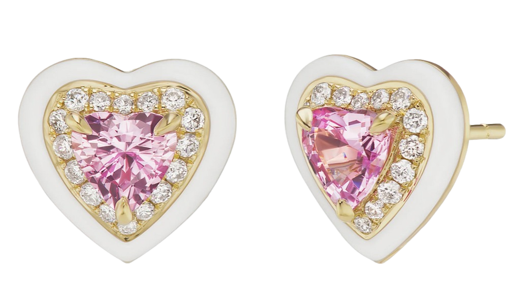 Emily P. Wheeler Heart Studs Pink Sapphire