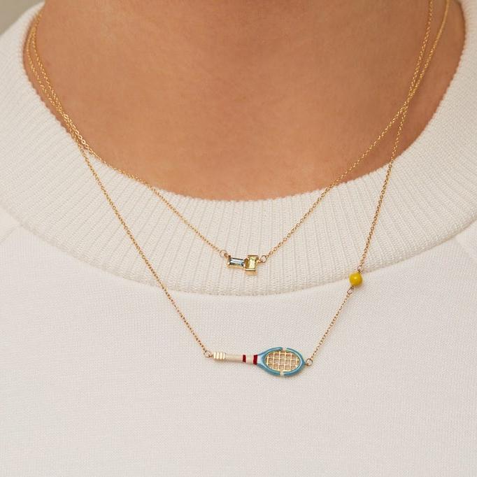 Tennis Pelota Sky Blue Necklace