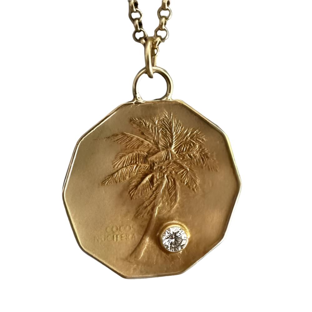 Palm Tree 14K Gold And Diamond Coconut Charm