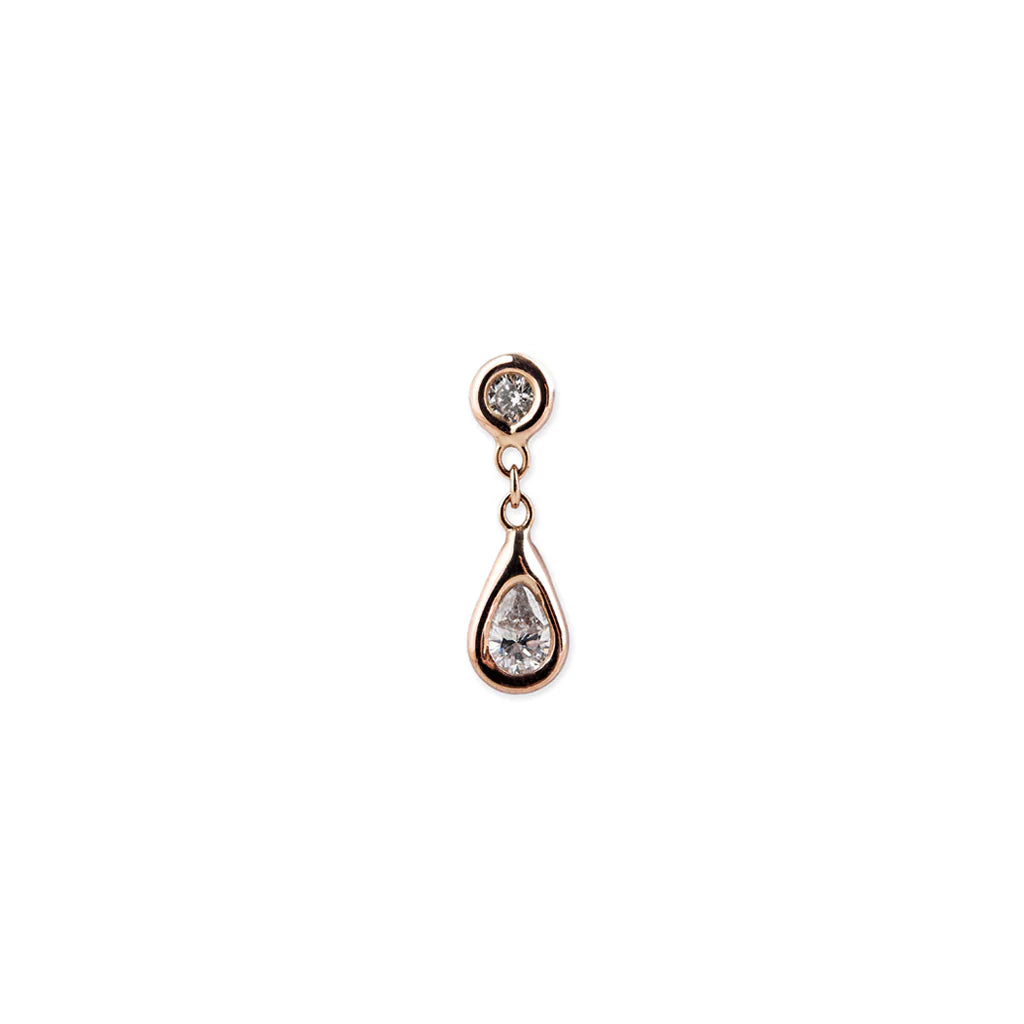 Round & Teardrop Drop Stud Earring