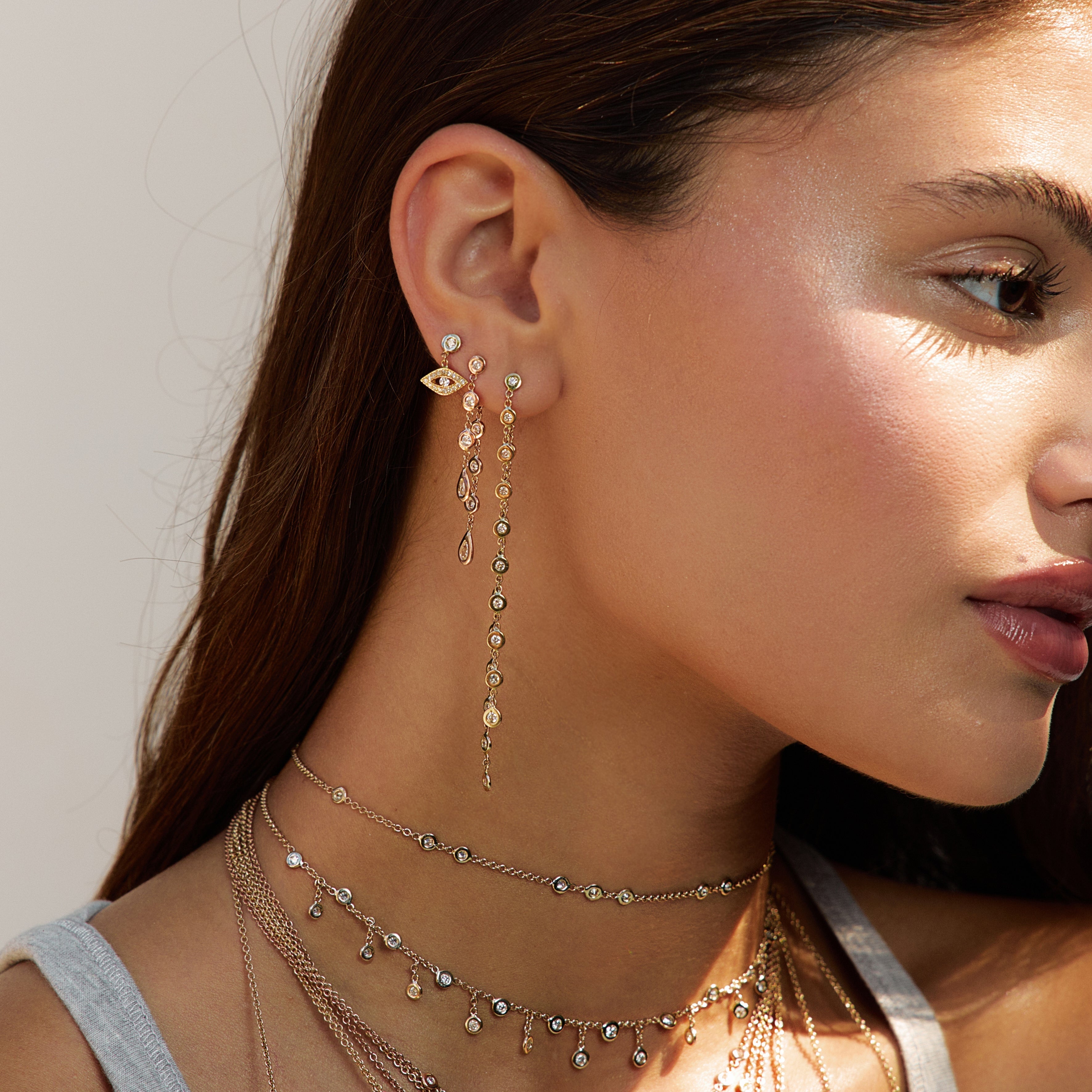 3 Round & Teardrop Diamond Earring