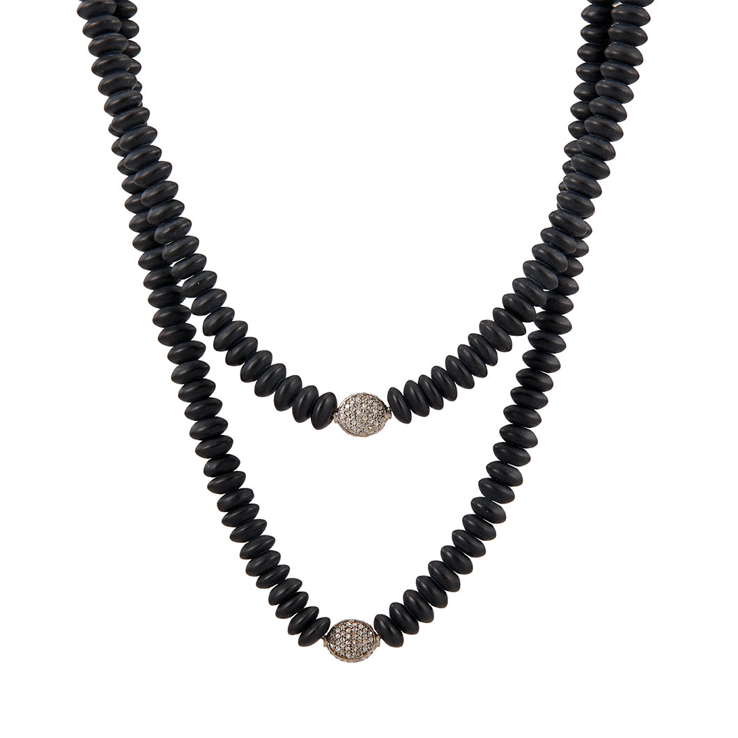 Black Onyx Necklace with Diamond Bead