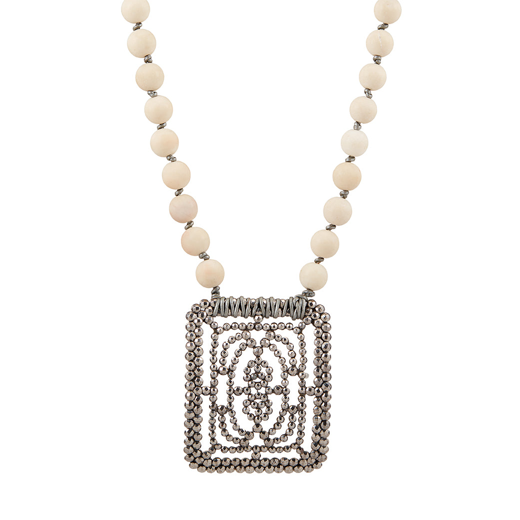 Matte Jasper White Beads & Buckle