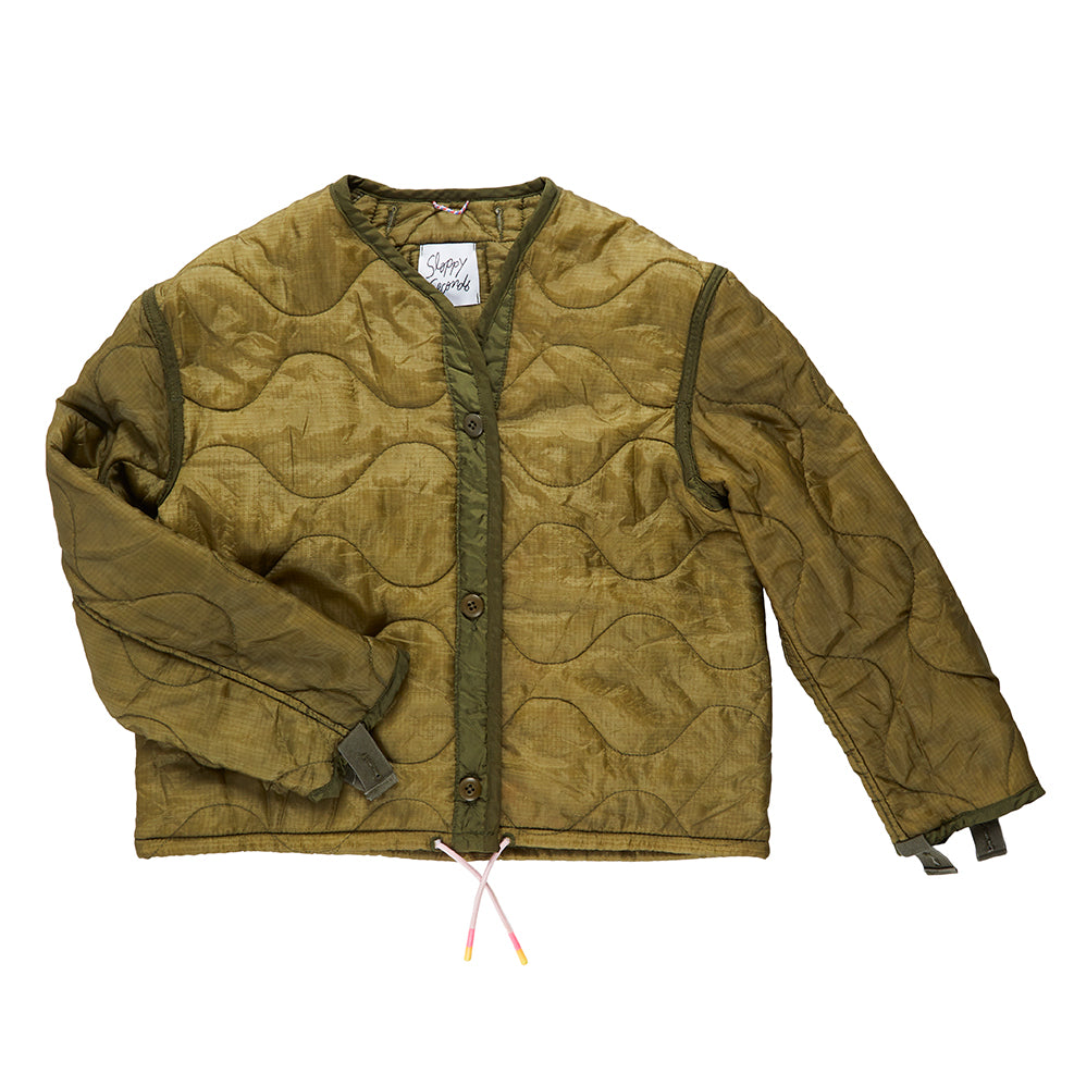 Military Liner Jacket with Drawstring