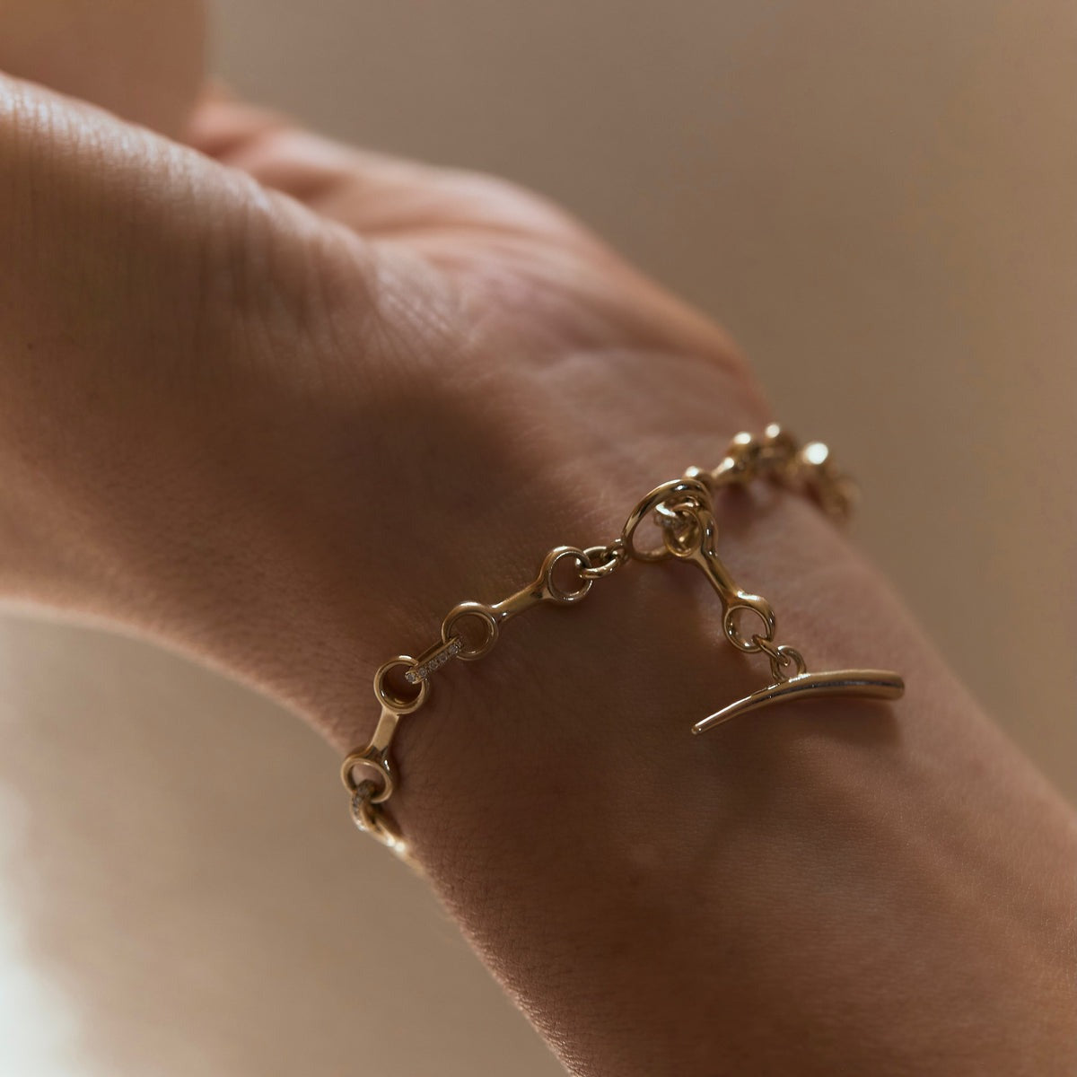 Double Beam Pave Connector Bracelet