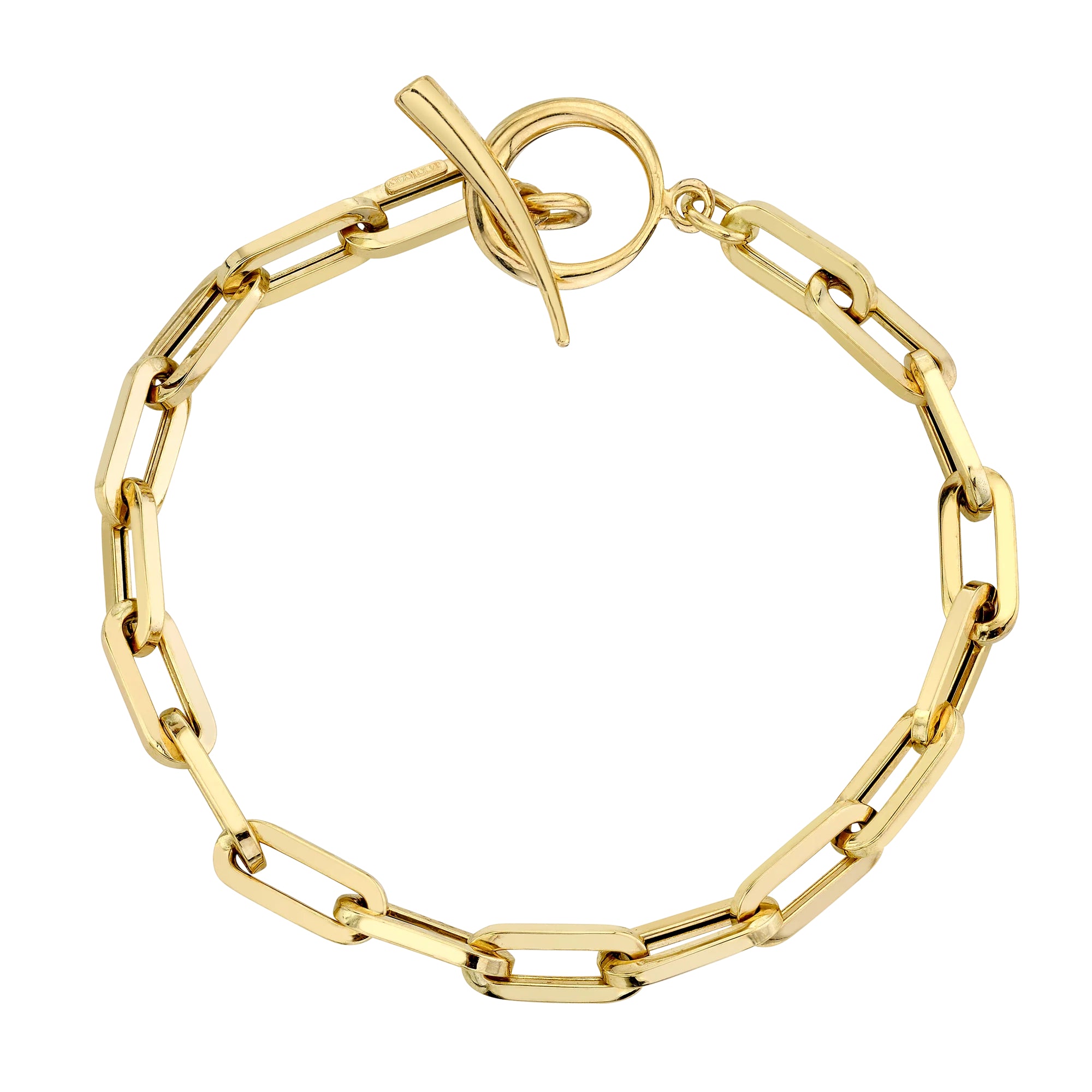 Fine Rectangular Link Chain Bracelet with Tusk Clasp