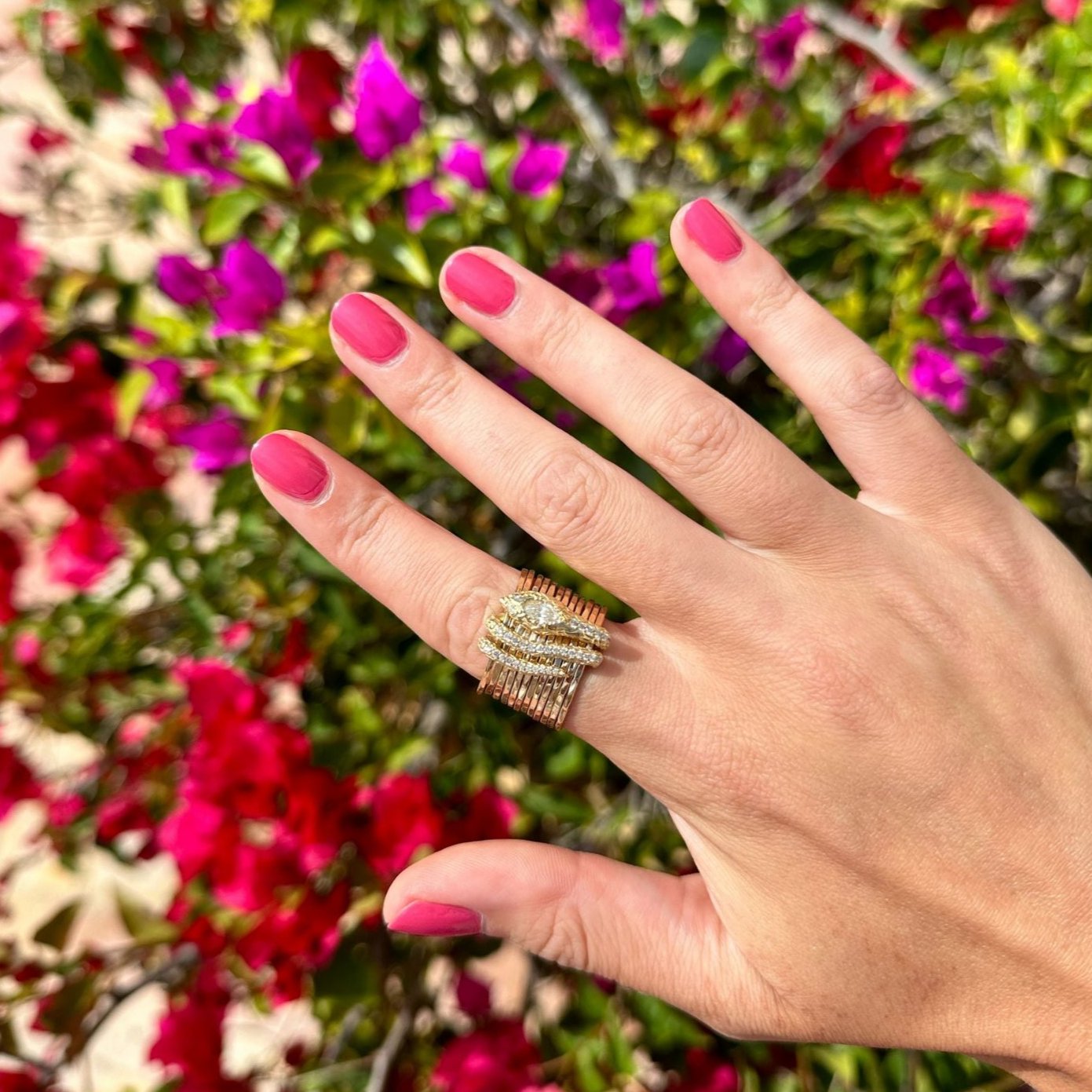 Pave & Marquise Diamond Coiled Snake Multi Waif Ring