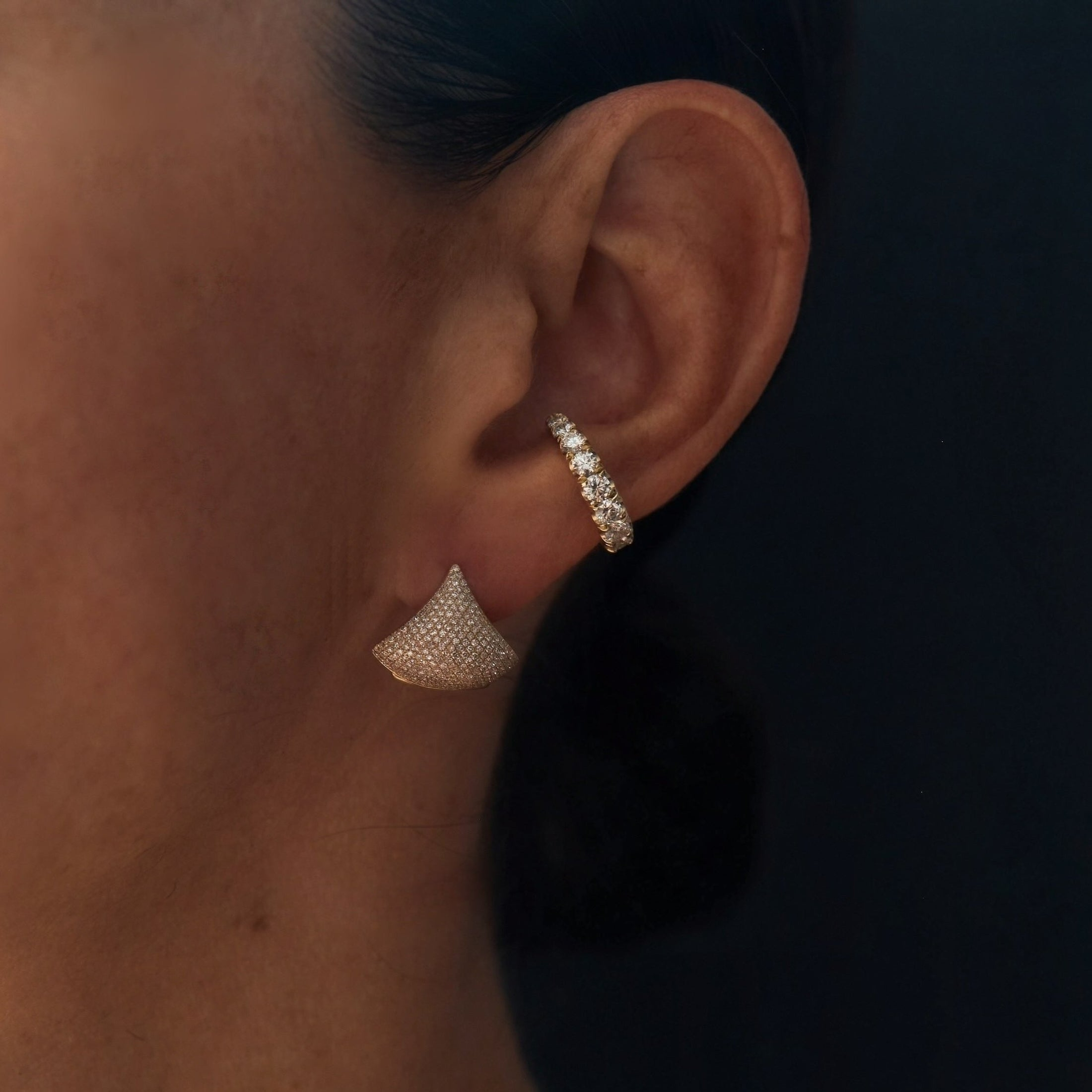 Apse Earrings with White Pave Diamonds