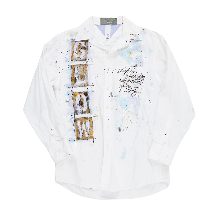 GLOW White Collar Graffiti Top