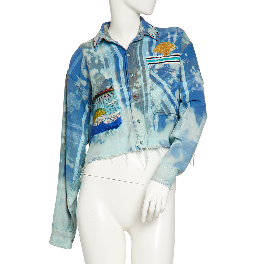 Overdye Crop Flannel with Blingback