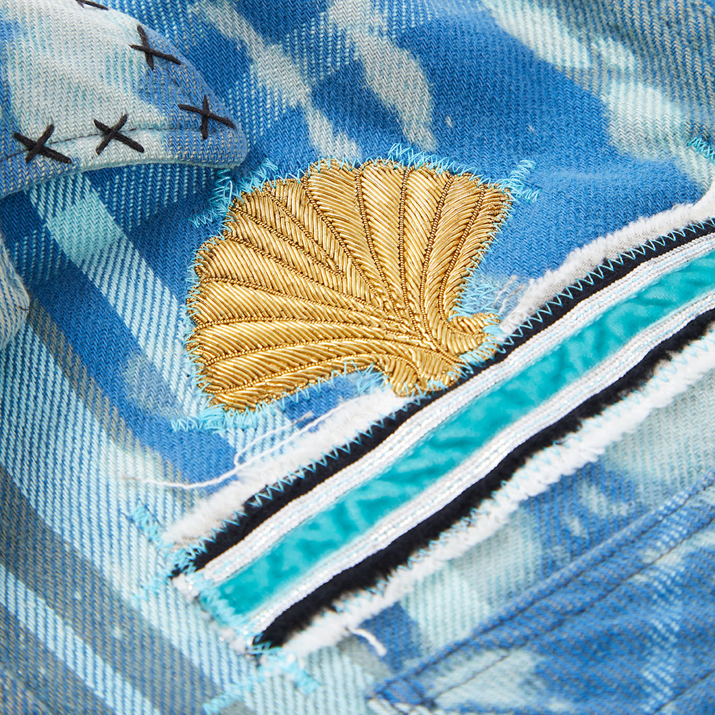 Overdye Crop Flannel with Blingback