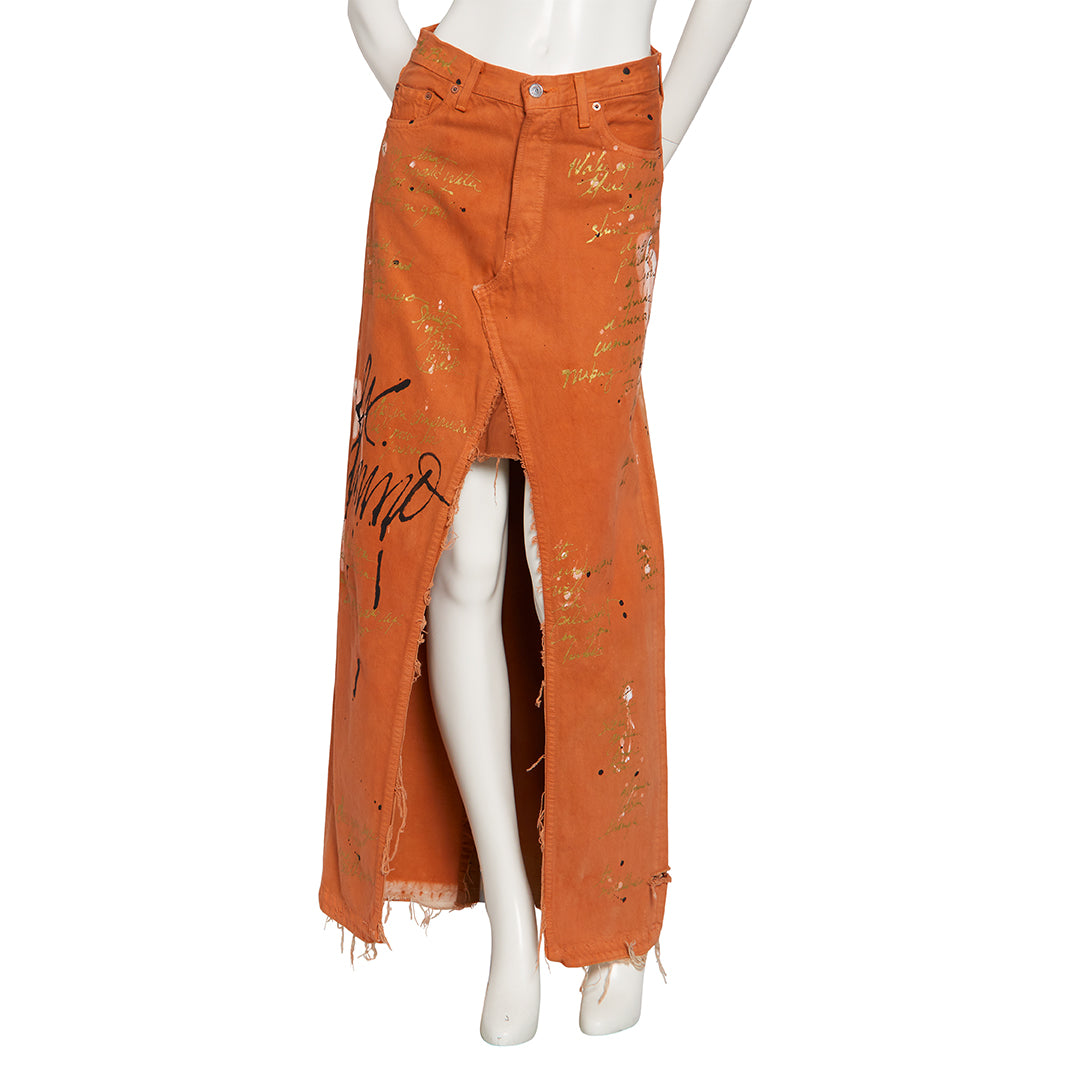 Party in Front Gold Denim Maxi