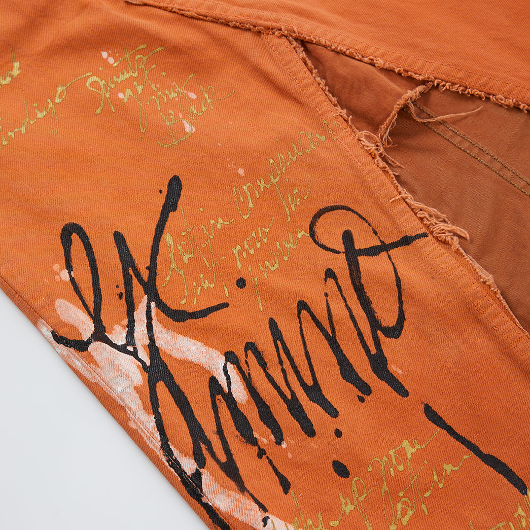 Party in Front Gold Denim Maxi