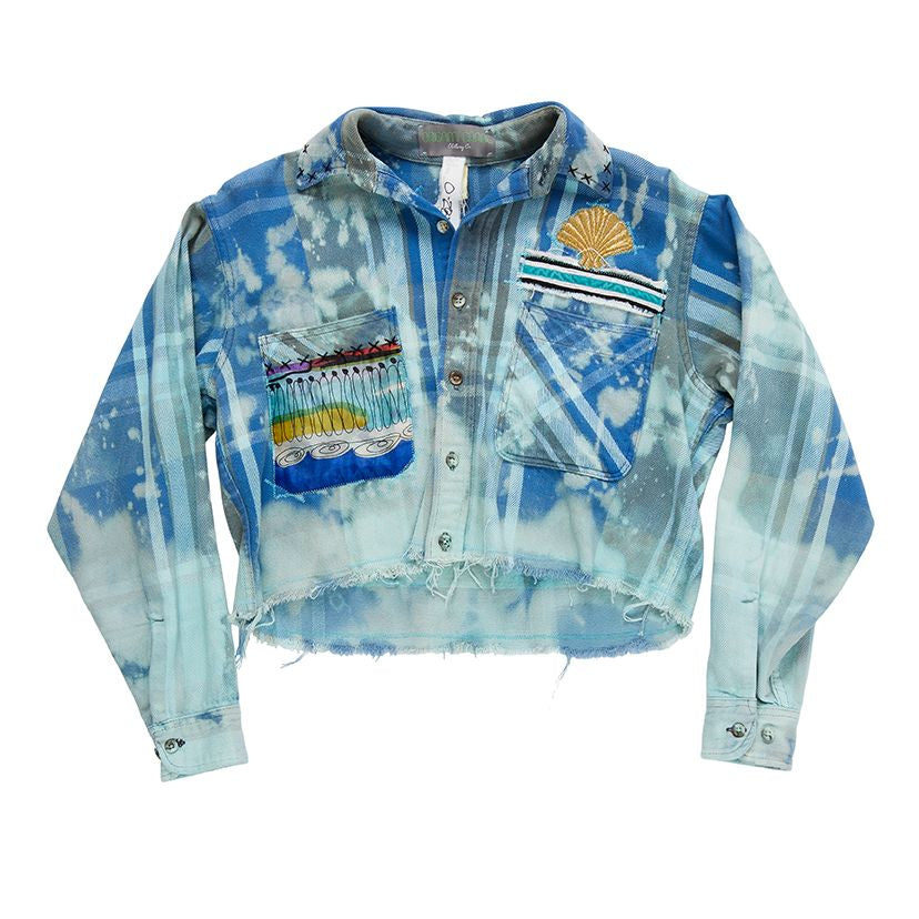 Overdye Crop Flannel with Blingback