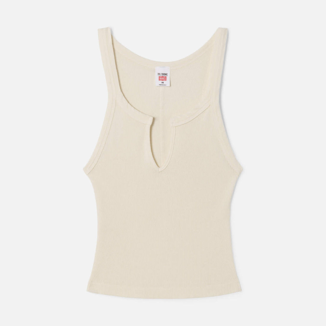 V Cut Ribbed Tank Top