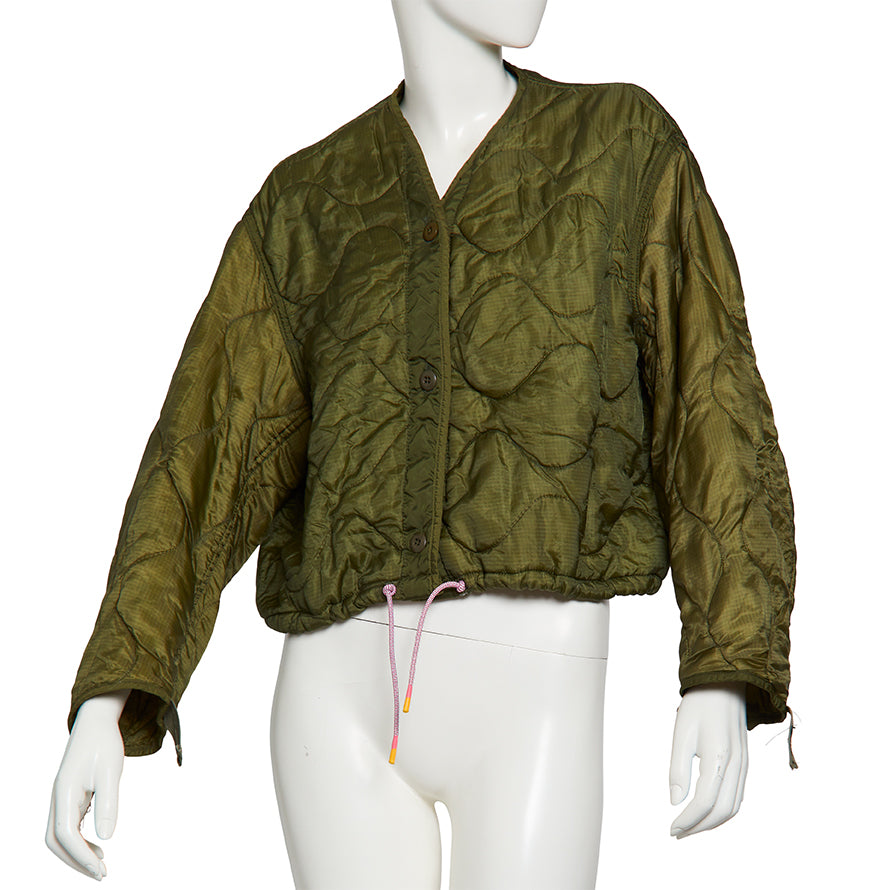 Military Liner Jacket with Drawstring