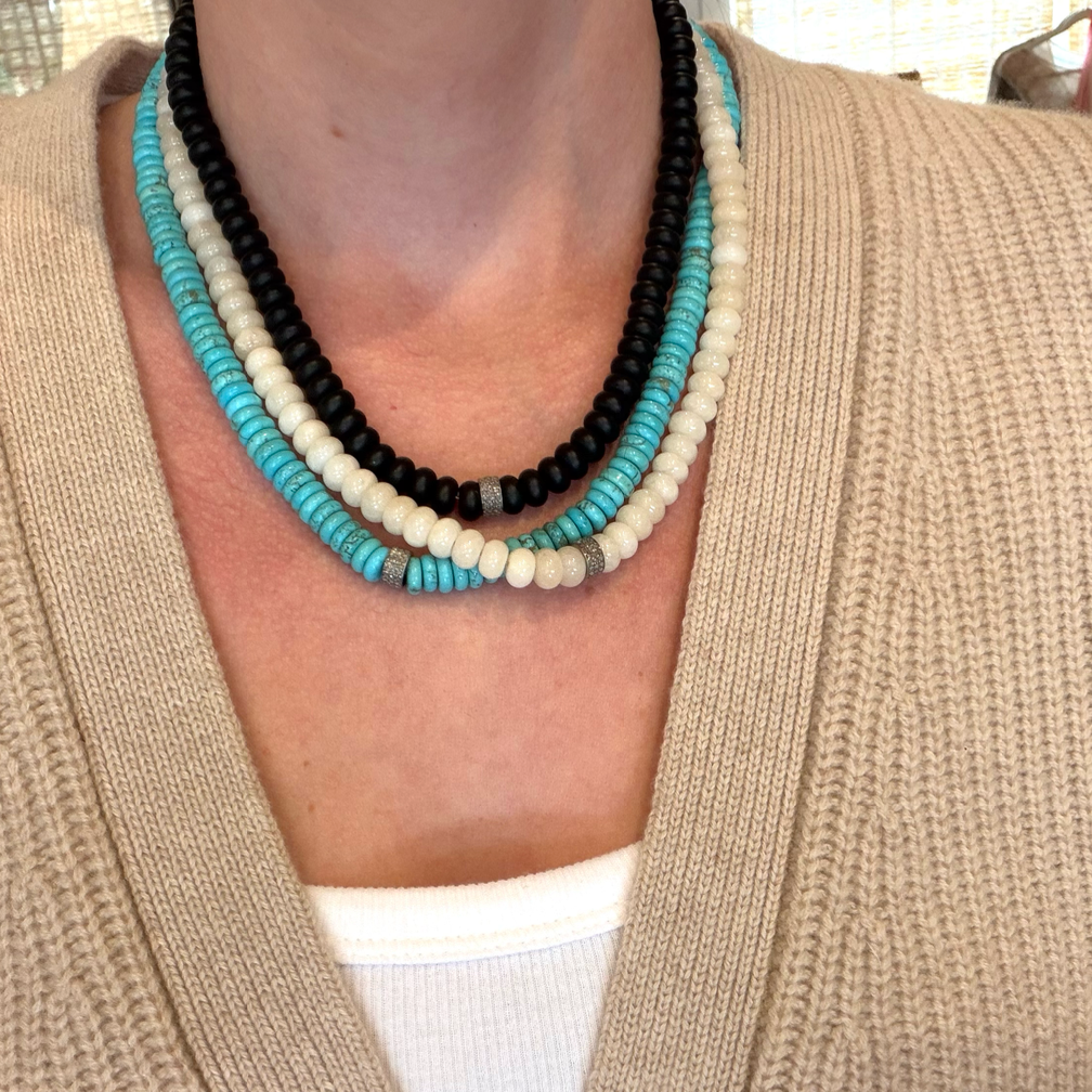 Beaded Necklace with Diamond Center Bead