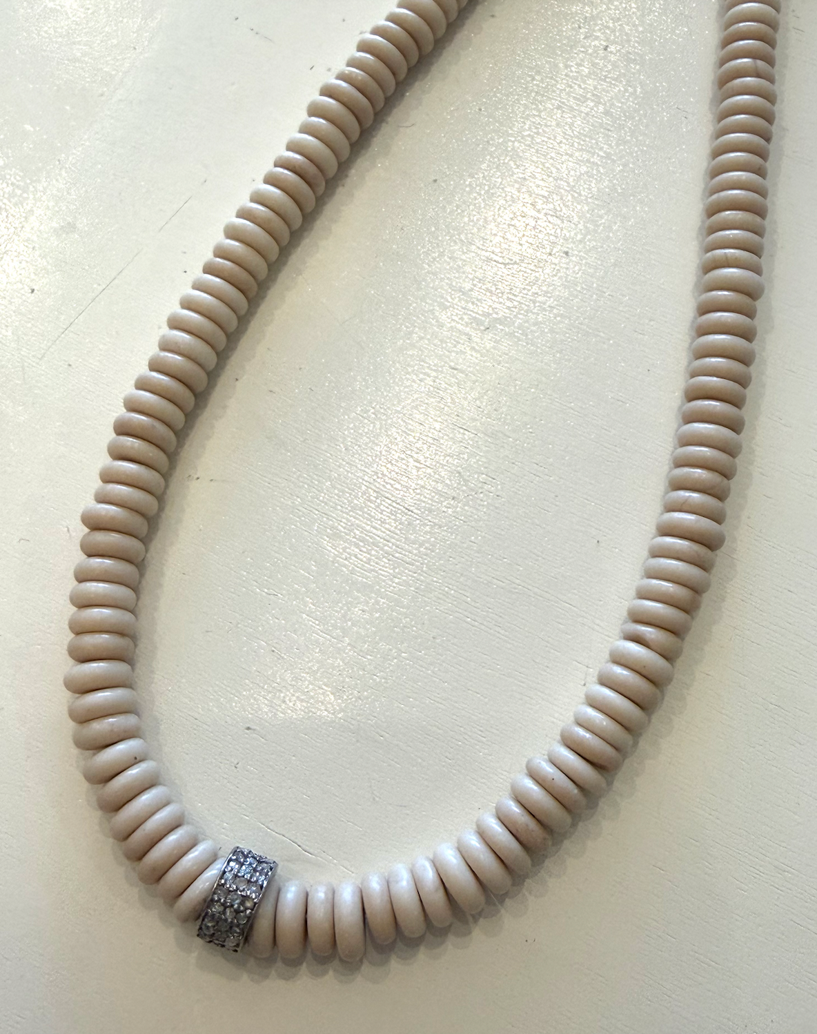 Beaded Necklace with Diamond Center Bead