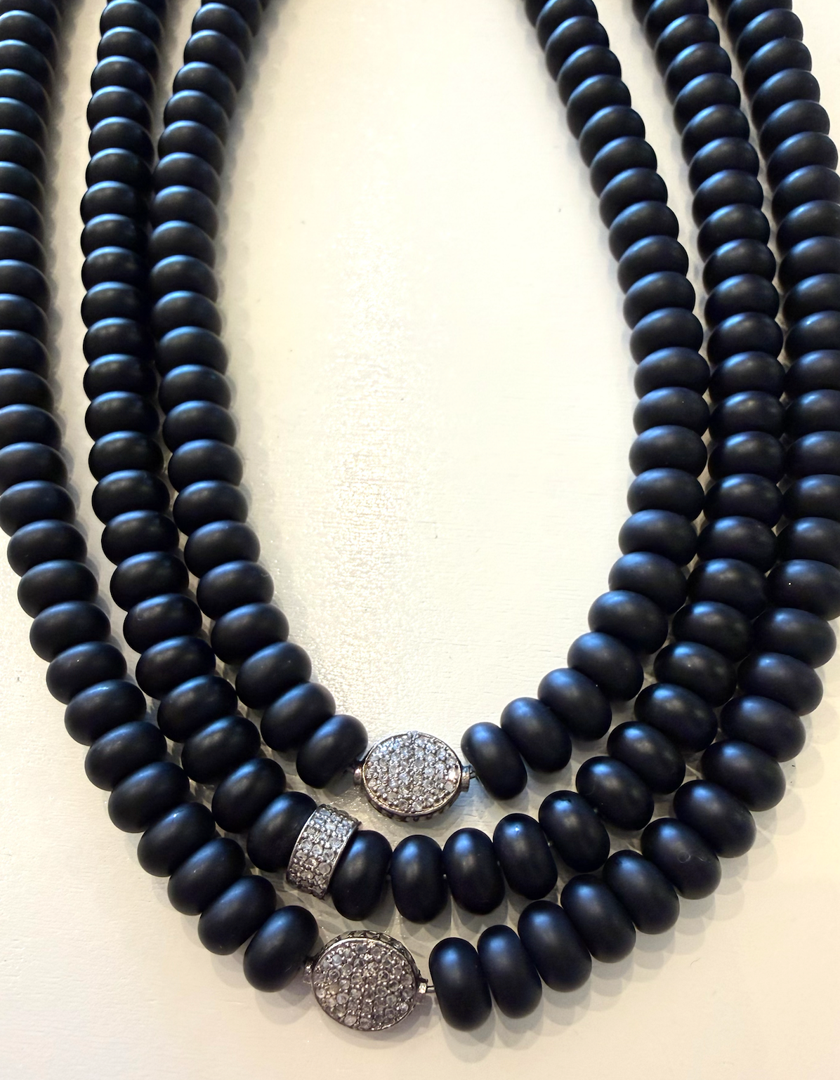 Beaded Necklace with Diamond Center Bead
