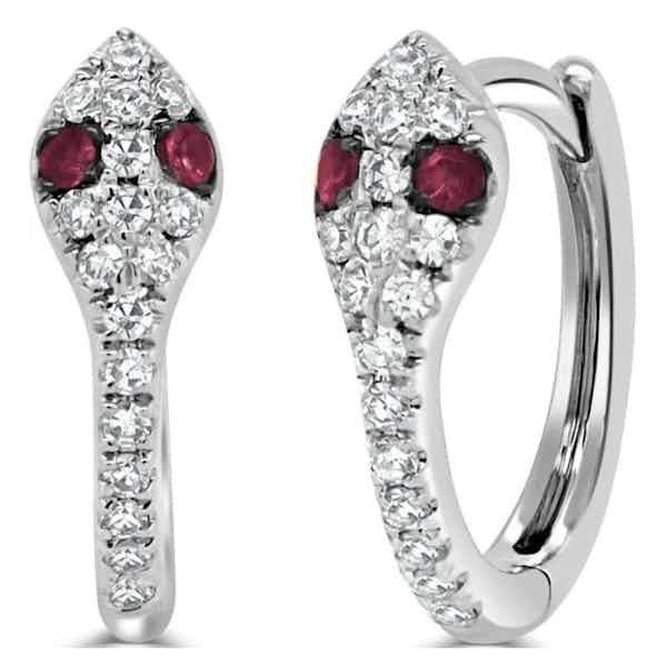 14K Pave Snake Huggies