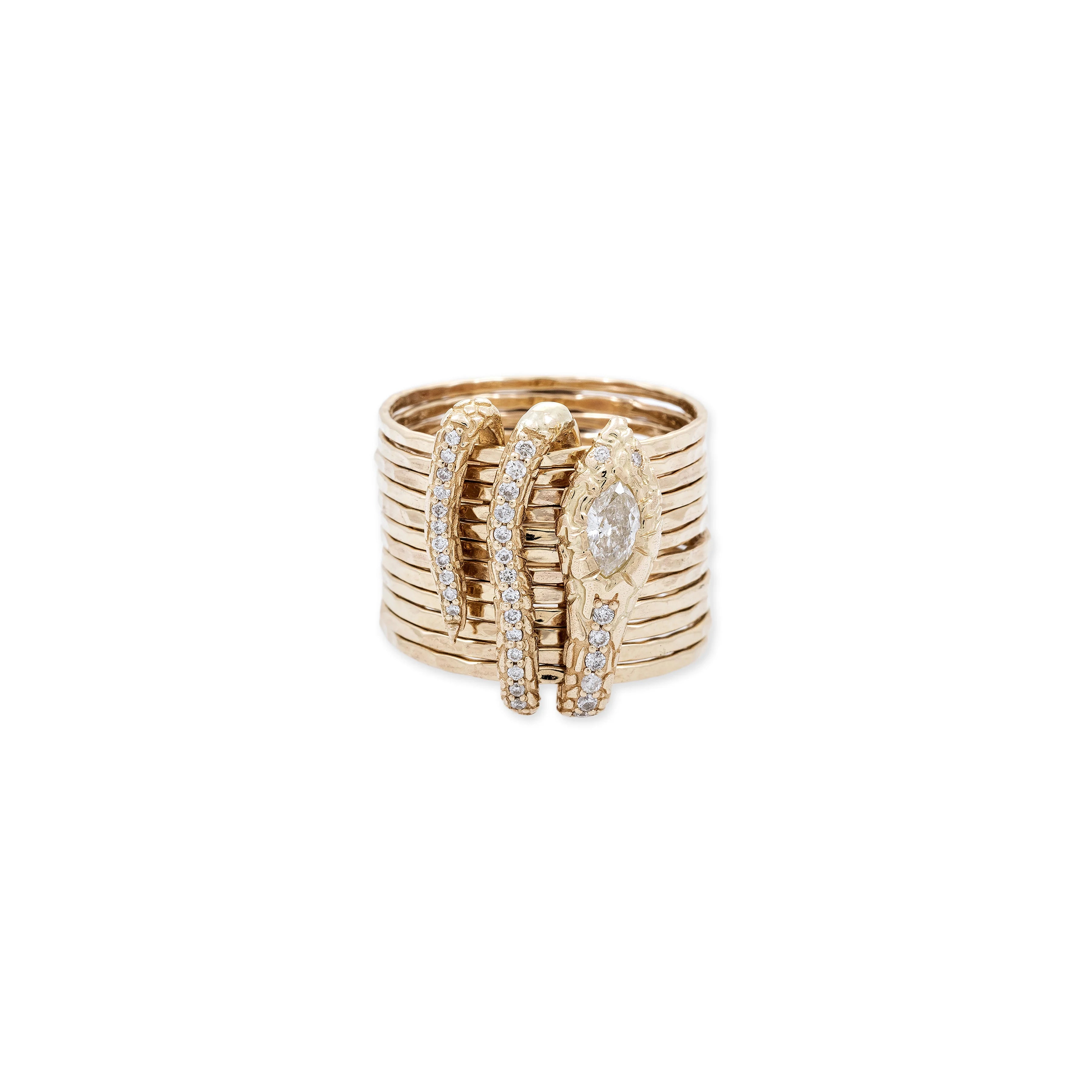 Pave & Marquise Diamond Coiled Snake Multi Waif Ring